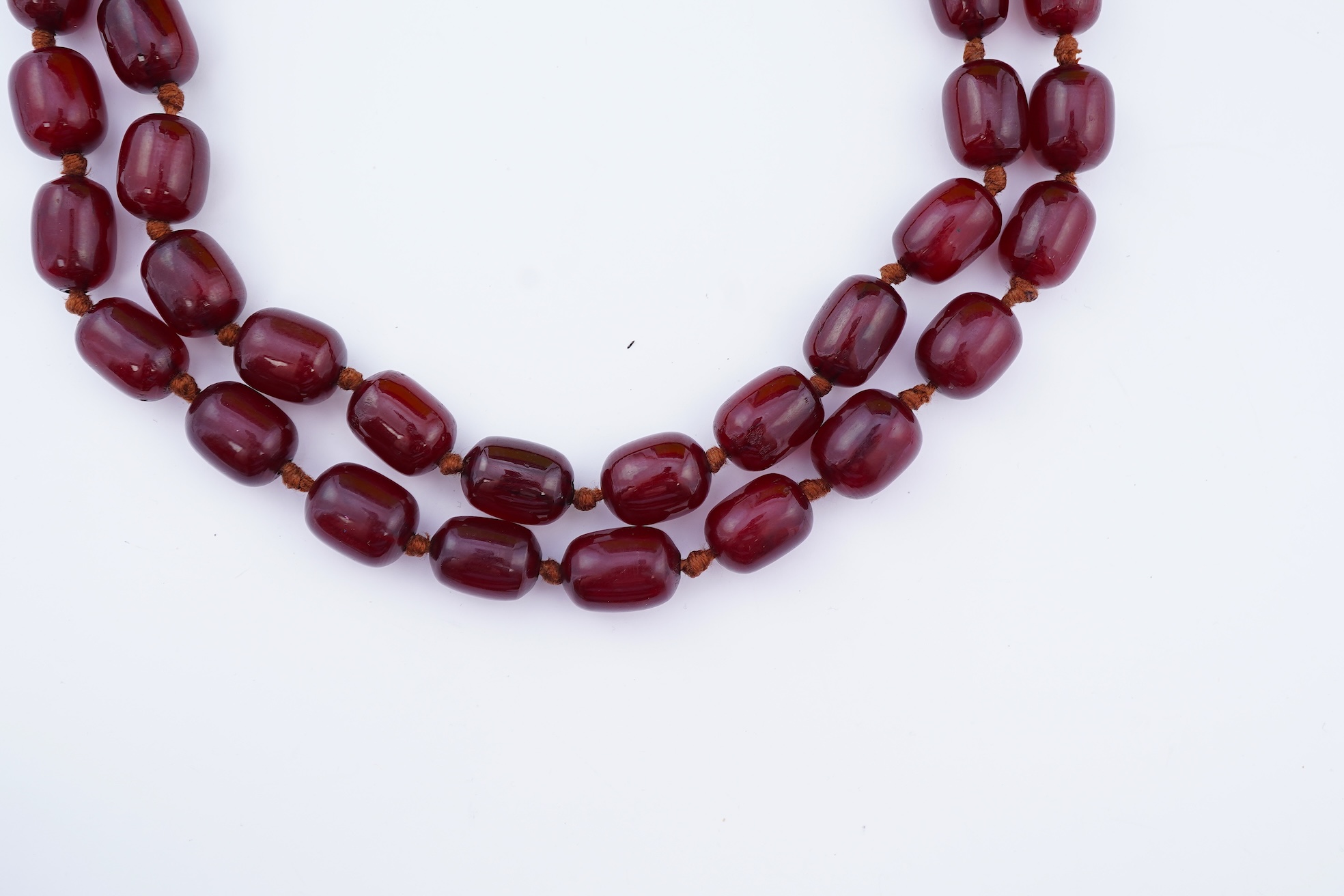 A cherry bakelite 'amber' necklace